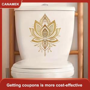 【CANAMEK】 Miếng dán nhà vệ sinh Hoa Sen Vàng Miếng dán tường phòng tắm thẩm mỹ có thể tháo rời tự dính trang trí hoa sen trang trí nhà cửa