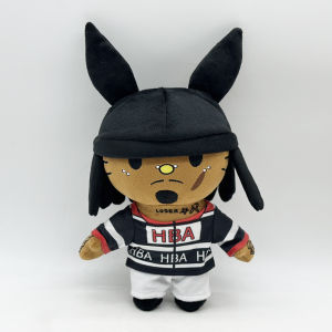 Playboi Carti Kitty With Black Rabbit Hat Plush Doll Figure Stuffed Toys Cute Boys Girls Birthday Christmas Gift