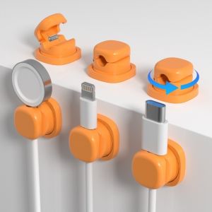 SUNNY BAR 6pcs Adjustable Cable Organizer Adhesive Rotatable Cord Cable Organizer Wire Tidy Organizer Anti-Slip Under Desk Wire Holder Cable Management