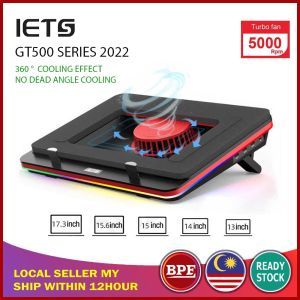 IETS GT500 Laptop Cooler Cooling Pad with Powerful 500RPM Fan Speed Adjustable Stand RGB Lights