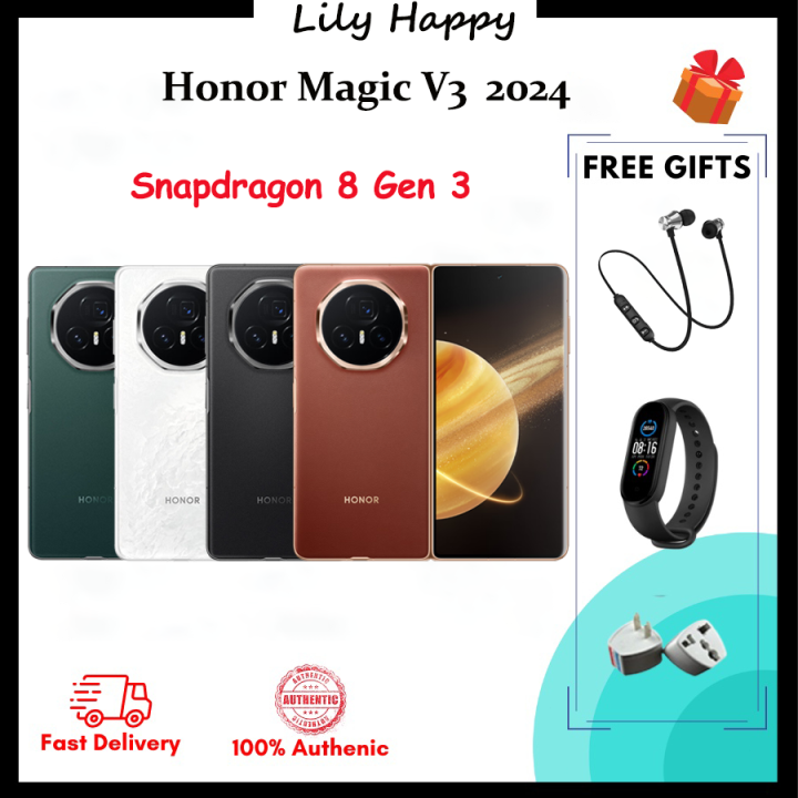 【Google Play】2024 New Honor Magic V3 Mobile Phone/Honor Snapdragon 8 Gen 3 CPU Phone/7.92 inches Foldable 120Hz OLED Screen Smartphone/5150 mAh/66W Fast Charging/Dual SIM Honor Foldable Phone/荣耀Magic V3折叠屏手机