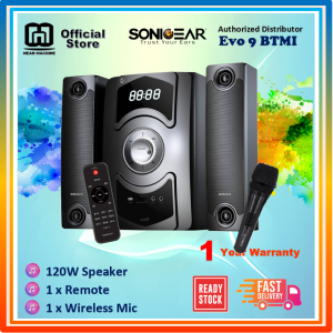 SONICGEAR Evo 9 BTMI 120W Bluetooth Karaoke Powerful Bass Speaker For TV and Computer ( 1 x Wireless Mic + Remote Controller Included)