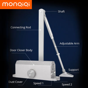 Monqiqi 180°/35KG Door Closer Penutup Pintu Otomatis Door Closer Tahanan Pintu Kunci Pintu Penutup Pintu Otomatis Peralatan Penutupan Pintu Kecepatan Disesuaikan