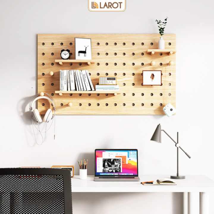 Bảng lỗ PEGBOARD Gỗ treo tường có phụ kiện đi kèm decor trang trí bàn ...
