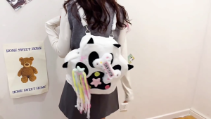 กระเป๋าเป้สะพายหลังกระเป๋าเป้ลายการ์ตูนสัตว์มีพู่รูปดาวน่ารักกระเป๋าสะพายไหล่แมวกระเป๋านักเรียนไปโรงเรียน