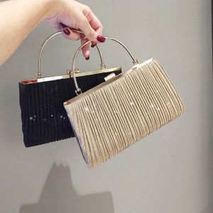 Women Handbag Luxury Apricot Evening Clutch Bag Sequin Chain Shoulder Bag Female Party Wedding Purse Bag
