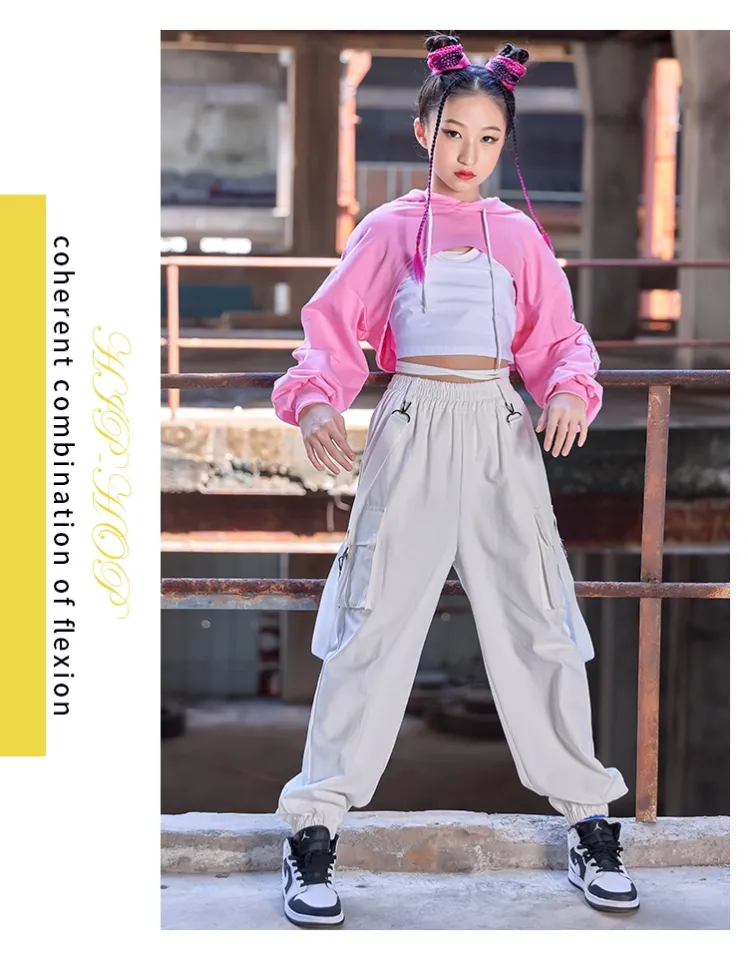 hot【DT】 Dance Clothes Hop Costume Hooded Tops Pants Hiphop