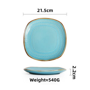 จานอาหารทรงสีเหลี่ยมเซรามิกชุดอุปกรณ์บนโต๊ะอาหารยุโรปย้อนยุค OMK