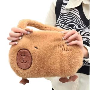 XUECHUANGYING Big Capacity Capybara Plush Backpack Plush Capybara Animal Cartoon Capybara Plush Bag Kawaii Cotton Capybara Crossbody Bag Kids Birthday Gift