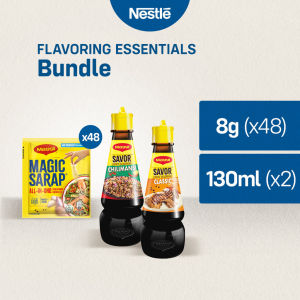 MAGGI Magic Sarap Seasoning Granules 8g x48 + MAGGI Savor Liquid Seasoning (Classic and Chilimansi) 130ml x2