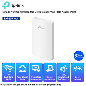 TP-LINK EAP235-Wall Omada AC1200 Wireless MU-MIMO Gigabit Wall Plate Access Point