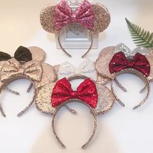 ที่คาดผมโบว์ติดเลื่อมพาราไดซ์มิกกี้มินนี่มิกกี้เมาส์กิ๊บติดผมที่คาดผมผู้ใหญ่และเด็ก