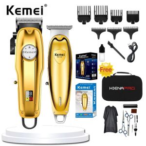 Kemei KM-1986 PG KM-732 Electric Hair Clipper Set All-Metal Barber Professional Electric Cordless LCD Hair Trimmer