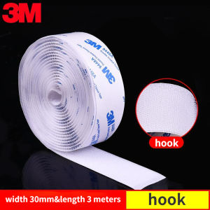 3M Velcro Strong Self-Adhesive Tape White Hook Loop Hair Double-Sided Adhesive Fixing Mop Curtain Sofa