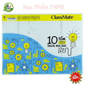 Decal Bọc Sách Giáo Khoa Cấp 1 Set 10 tấm Kích Thước 170x240mm CLASSMATE Chất Liệu Nhựa Trong Dẻo Bền Chống Thấm DC315