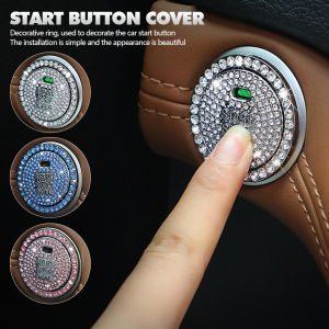 JaneDream 2Pcs/Set Car Interior Engine Ignition Start Stop Button Protective Cover One-click Start Button Crystal Decoration Accessories