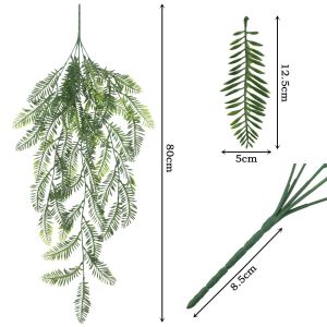 WENYOU Chiều dài 80cm Cây leo nhân tạo Lá nhựa 5 Đầu Cây cảnh nhân tạo Nhân tạo Thiết kế treo Cây thường xuân nhân tạo Trang trí nhà cửa