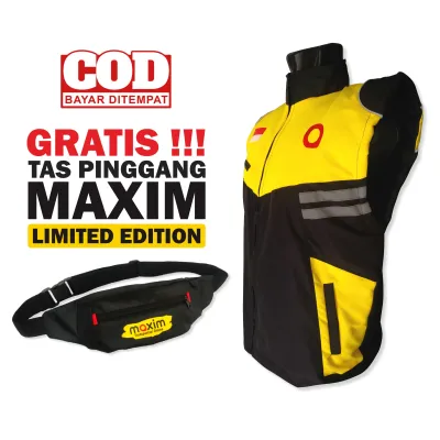 Rompi Terbaru Maxim Driver Bahan Tebal Gratis Tas Pinggang Anti Air Waist Bag Keren