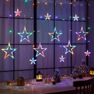 Solar String Light Christmas String Light Star Moon Curtain Light Fairy Lights Outdoor Waterproof With 8 Flashing Modes for Kid Bedroom Party Garden Yard Home Wedding Christmas Halloween Holiday Decoration Lighting