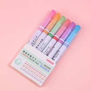 Funny Double Line Pattern Outline Marker Pen Hand Copy Account Multi-colored Curve Pen Quick Dry Mark Notes Painting Highlighter