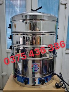 Nồi hấp bánh baoxôihải sảnrau củ quả size 52cm 3 tầng chạy điện(có cảnh báo chống cháy hết nước)