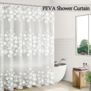 Shower Curtain PEVA Waterproof and Mould Resistant Weighted Hem Bathroom Curtains with Hooks
