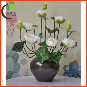 Hoa giả bình sen cung đình cao cấp trang trí phòng khách văn phòng cửa hàng lớp học