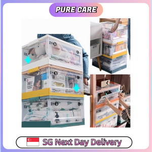 【Pure Care】 Heighten Plastic foldable stackable Organizer two side door open Extra big storage box faster delivery
