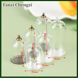 Fanzi Dollhouse Glass Display Jar with Base Beads Cap Glass Vials Pendant Glass Bottle
