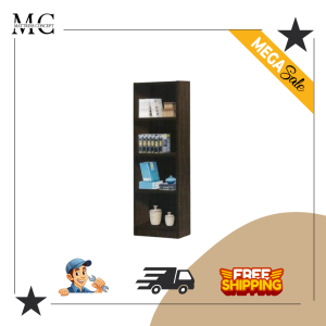 【LOCAL SELLER】ADELE WALNUT OPEN BOOK SHELF ( FREE DELIVER & INSTTALLION)