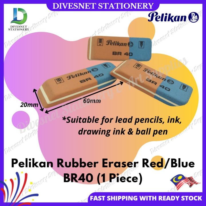 Pelikan Rubber Eraser Red/Blue BR40 Pemadam Pen dan Pemadam Pensil 2 in 1 Lazada