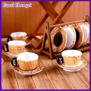 Fanzi แก้วมักใส่กาแฟลาเต้ตุ๊กตา3ชุดของเล่นโมเดลมินิสำหรับตกแต่งบ้าน