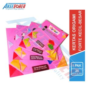 Kertas Origami Forte [1 Set/5 Warna/25 Lembar] / Kertas Lipat Serbaguna / Kertas Hias Besar / Kertas Warna Warni Kecil / Kertas Kerajinan Tangan