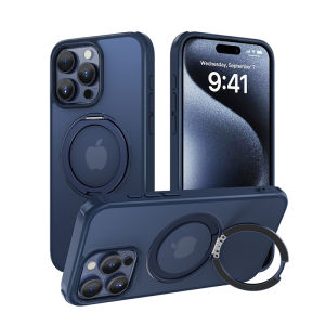 MagSafe 360 ° Rotatable Magnetic Ring Stand Phone Case For iPhone 16 15 14 13 12 Pro Max Plus Translucent Matte Kickstand Cover For iPhone 16 Pro Max Clear Military Shockproof Bracket Casing