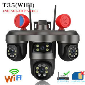 V380 PRO Three Lens Solar 4G CCTV Camera PTZ Lens Wireless Outdoor Security Camera IP67 Waterproof Battery Powered AI Human Detection Motion Tracking Night Vision Two Way Audio 360 View Smart Home Surveillance Camera With TF Card And Cloud Storage