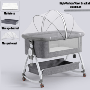 【SG】Multifunctional Foldable Baby Crib Portable Newborn Cradle Bed Height Adjustable Baby Crib Splicing Big Bed