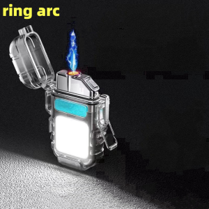 Flashlight Lighter led torch electric rechargeable Multifunctional Mechanical Charging ARC Start Powerful flashlight USB Light Type-C charger Transparent waterproof windproof Lighter Double arc lighter