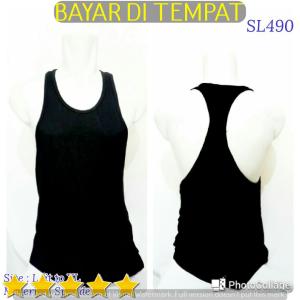 Siladamas Singlet Gym Hitam Polos elastis adem