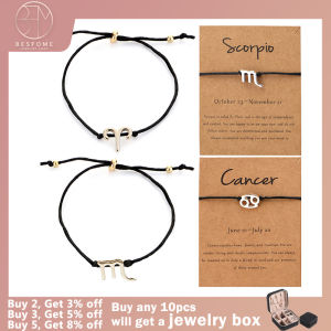 BESFOME 12 Constellations Zodiac Signs Woven Rope Bracelet Bangle For Women Couple Zodiac Taurus Cancer Leo Libra Virgo Birthday Gift 1PC