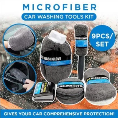 ★SG★ASMILE 9ps/set Of Car Wash Cleaning Brush Microfiber Car Detailing Washing Tools Kit