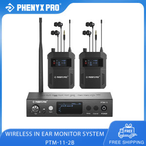 Phenyx Pro PTM-11-2B 2 Bodypacks UHF Mono Wireless in-Ear Monitor System Metal Wireless IEM System