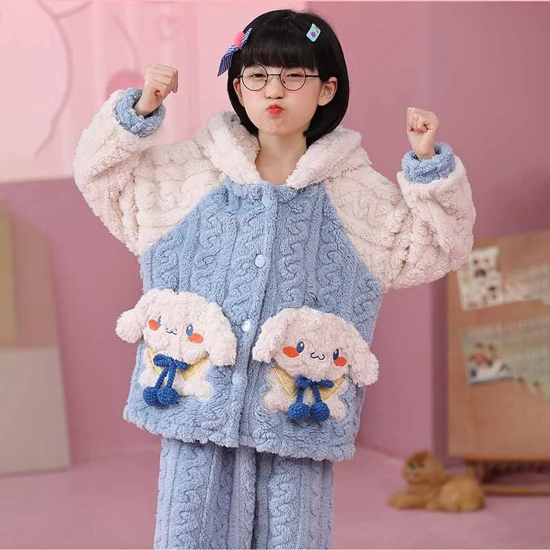 Kawaii Sanrio Cinnamoroll Cute Pajamas Thickened Tracksuit Suit