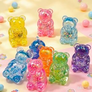 Oldlaiben Cute Gummy Bear Squishy Toy Soft Stress Relief Sensory Fidget Squeeze for Kids Non Toxic Desk Toy