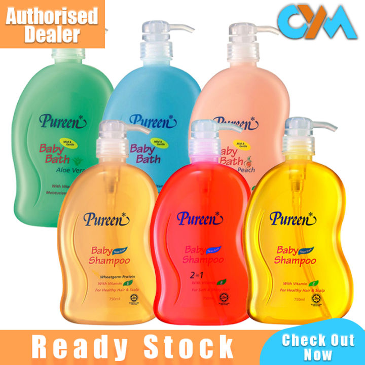 Pureen Classic Shampoo Bath Head To Toe 750ml 2in1 Aloe Vera Peach