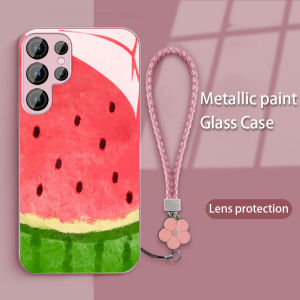 Samsung S25Ultra Case S23Ultra S24 S22 Camera Protect Soft frame&Hard back Casing With Hand Strap Summer Watermelon For Samsung Galaxy A55 S23FE A34 A54 A14 A52 A53