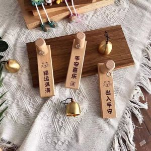 MACRAMEX Door Opening Door Bell Wooden Strong Adhesive Shopkeepers Bell Elegant Japanese Style Wind Chime for Business Garden