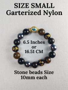 Anti Evil Eye "Nazar" with Rhinestones Tiger Eye Onyx Terahertz Mantra and Silver Sheen Obsidian Ultimate Protection Bracelet Made from natural Stones.