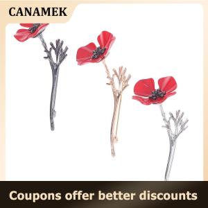 【 CANAMEK 】 1Pcs Retro Creative Poppy Flower Brooch Suit Clothes Shirt Collar Pin Brooch