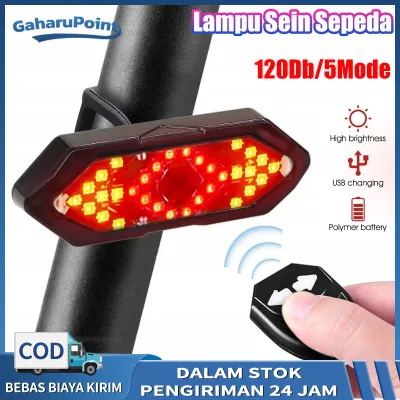 Lampu Sein Sepeda Lampu Belakang Sepeda LED Sangat Terang Tahan Air Dapat Diisi Ulang Lampu Peringatan Keselamatan Bersepeda Jalan Gunung dengan Klakson 120DbLampu Belakang Sepeda Smart Brake Light SensorLampu Sein Sepeda USB WirelessLampu Sepeda LED