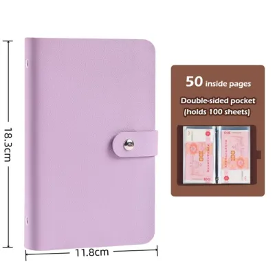 Saving Album Menabung A6 Album Uang Kertas 100 Slot PU Buku Menabung 100 Hari Tantangan Menabung Bulanan Ready Stock